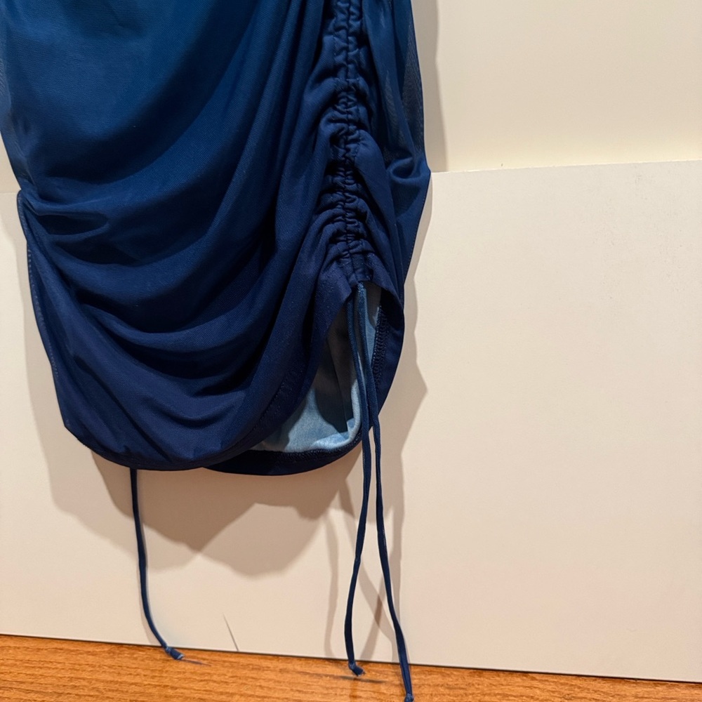 BB Dakota Blue Ombré Ruched Mesh Bodycon Mini Dress - Picture 7 of 7